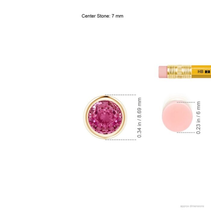 7mm aaaa pink sapphire yellow gold pendant 3