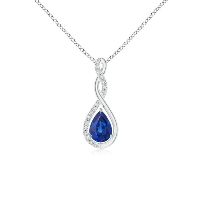 7x5mm aaa blue sapphire white gold pendant 1