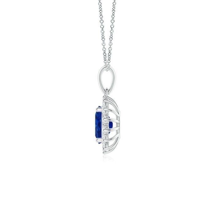 7x5mm aaa blue sapphire white gold pendant 2 2