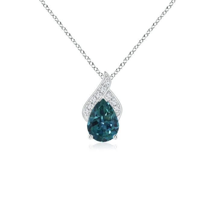 7x5mm aaa teal montana sapphire white gold pendant