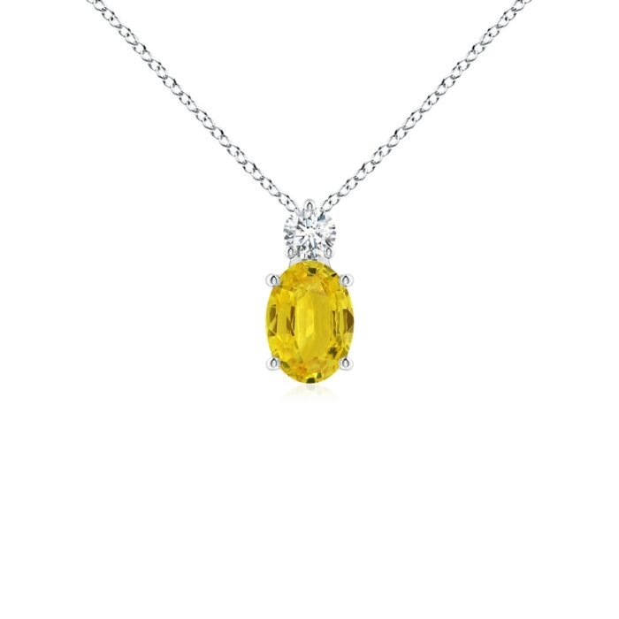 7x5mm aaa yellow sapphire white gold pendant