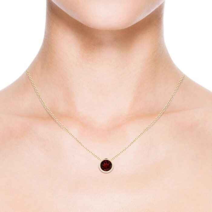 8mm aaa garnet yellow gold pendant 4