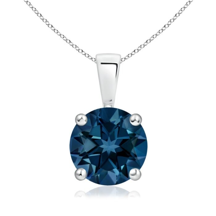 8mm aaaa london blue topaz white gold pendant