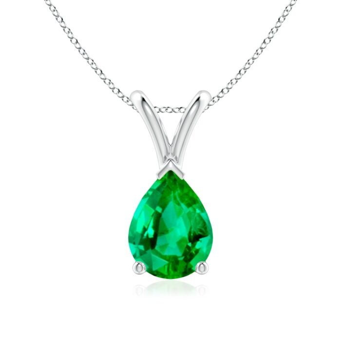 8x6mm aaa emerald white gold pendant