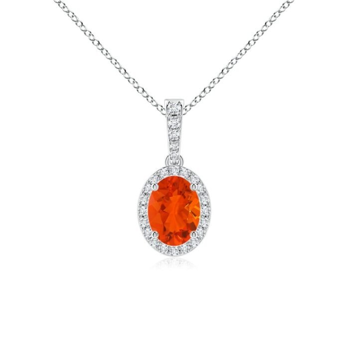 8x6mm aaa fire opal white gold pendant