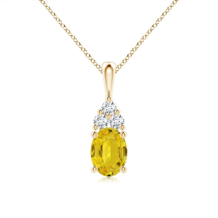 8x6mm aaa yellow sapphire yellow gold pendant