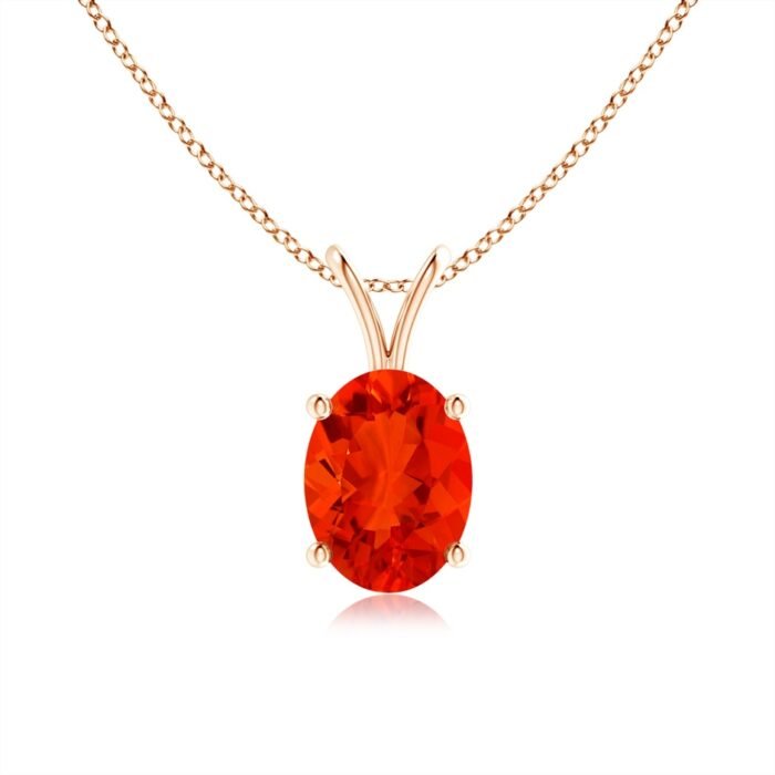 8x6mm aaaa fire opal rose gold pendant