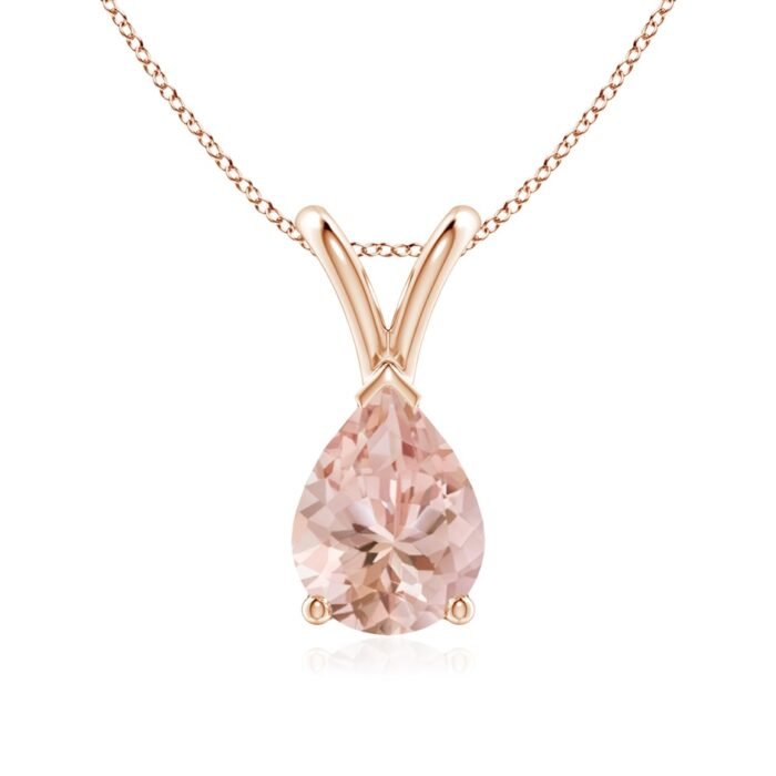 8x6mm aaaa morganite rose gold pendant 1