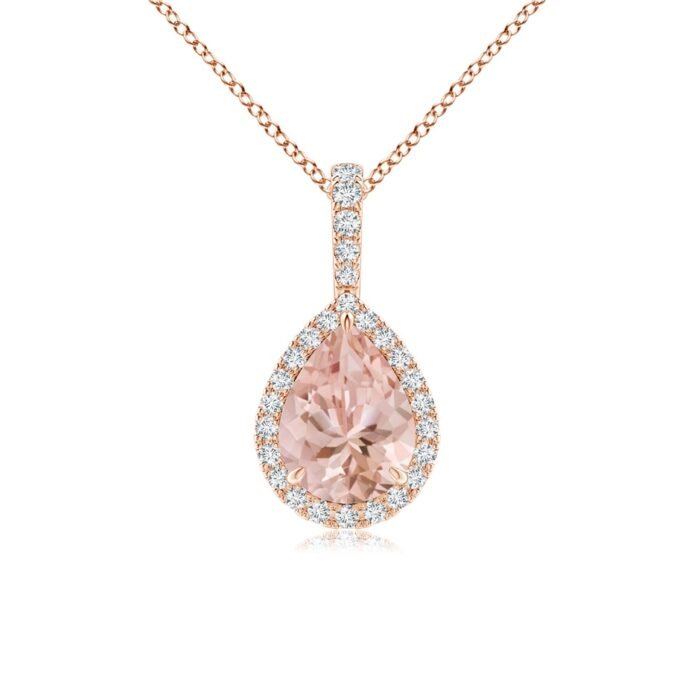 8x6mm aaaa morganite rose gold pendant