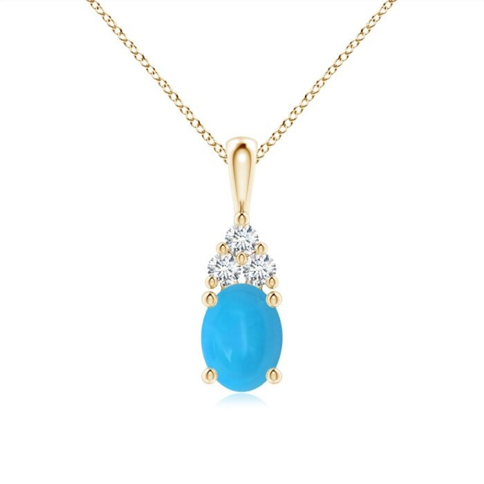 8x6mm aaaa turquoise yellow gold pendant