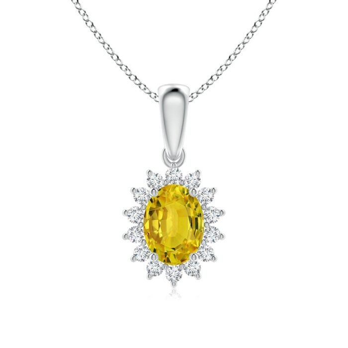 8x6mm aaaa yellow sapphire white gold pendant