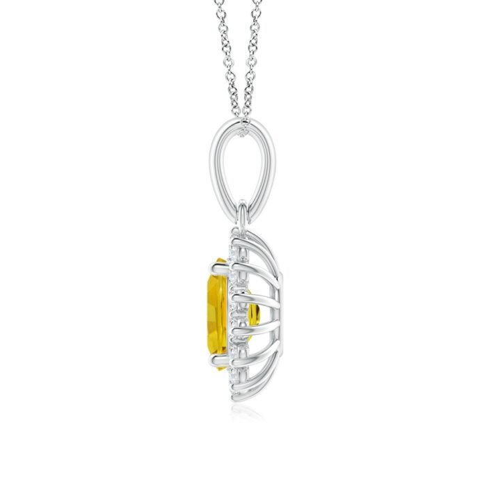 8x6mm aaaa yellow sapphire white gold pendant 2