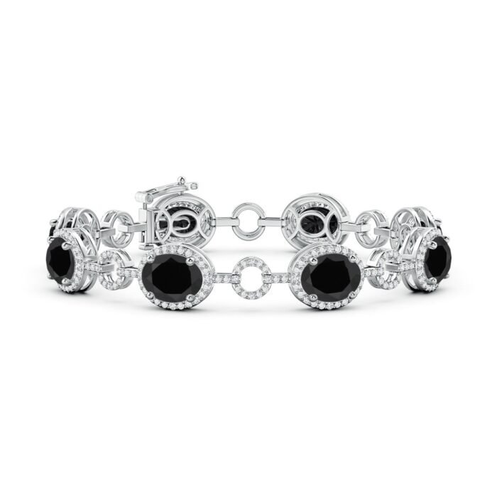 9x7mm aaa black onyx white gold bracelet