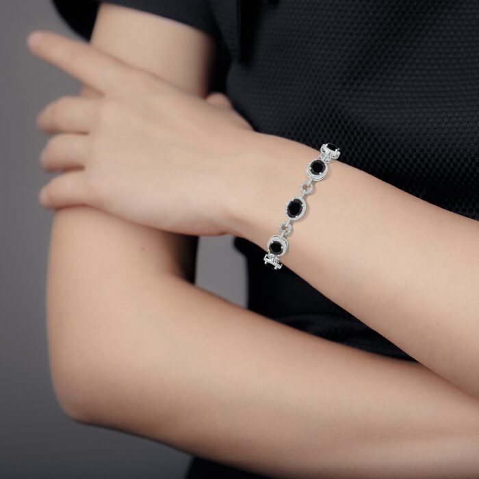 9x7mm aaa black onyx white gold bracelet 300