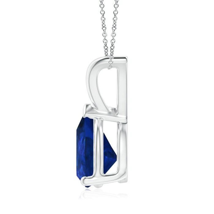 9x7mm aaa blue sapphire white gold pendant 2