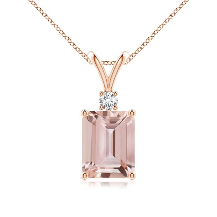 9x7mm aaa morganite rose gold pendant