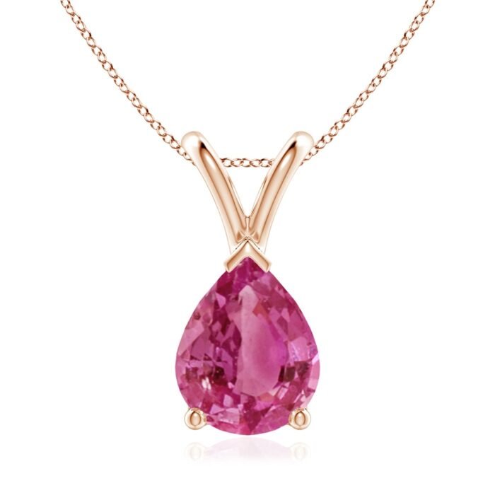 9x7mm aaaa pink sapphire rose gold pendant