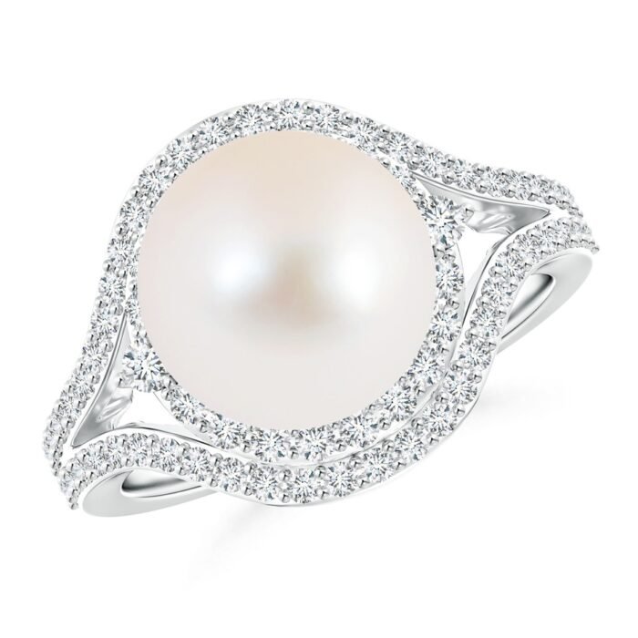 10mm aaa freshwater cultured pearl white gold ring