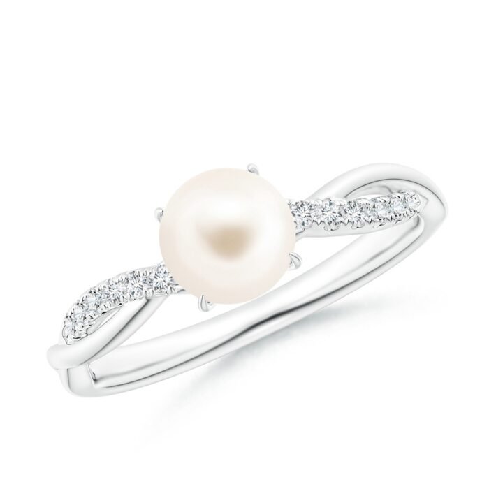 6mm aaa freshwater cultured pearl white gold ring