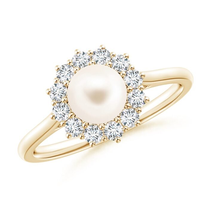 6mm aaa freshwater cultured pearl yellow gold ring