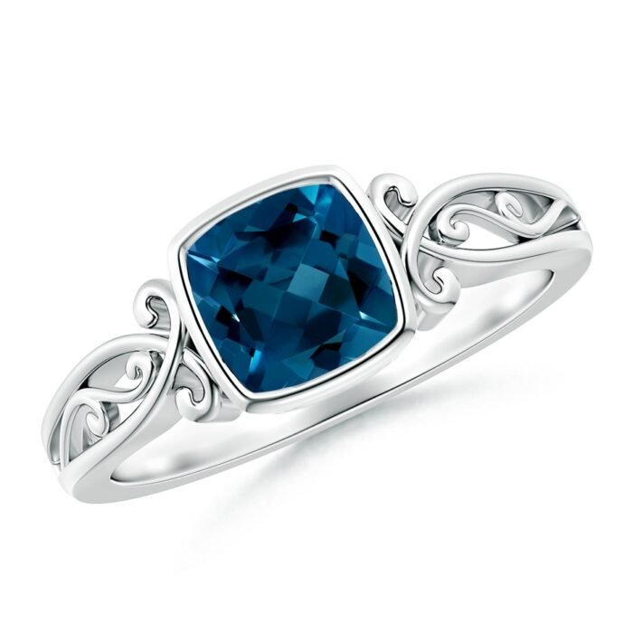 6mm aaaa london blue topaz white gold ring