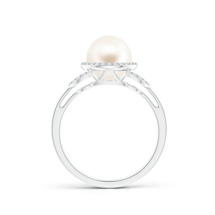 8mm aaa freshwater cultured pearl white gold ring 2