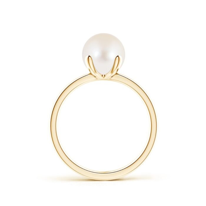 8mm aaa freshwater cultured pearl yellow gold ring 2