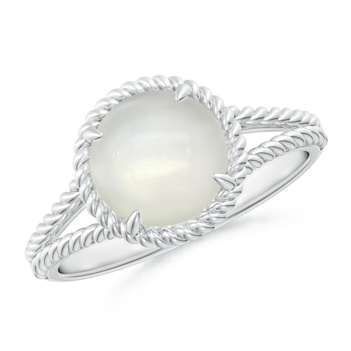 8mm aaaa moonstone white gold ring