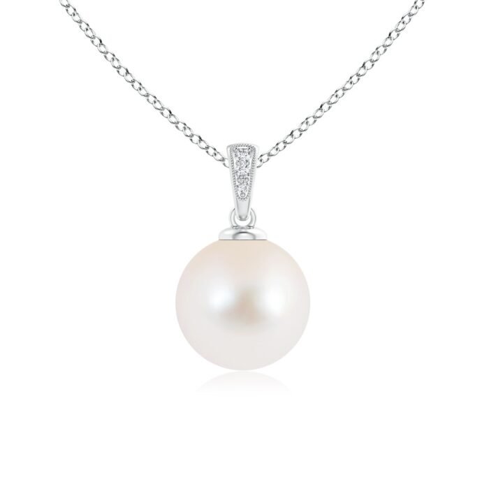 10mm aaa freshwater cultured pearl white gold pendant 1
