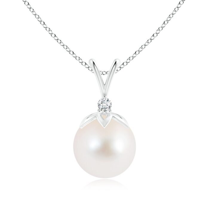 10mm aaa freshwater cultured pearl white gold pendant 2