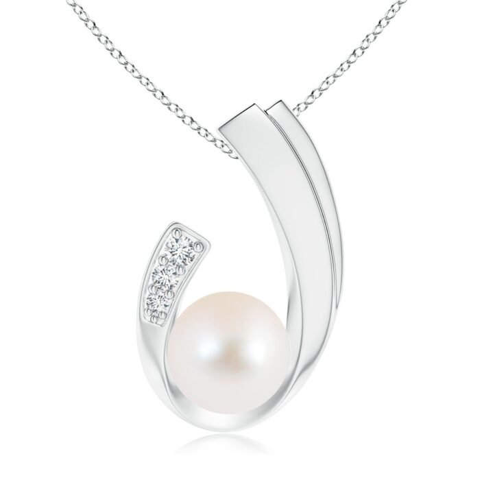 10mm aaa freshwater cultured pearl white gold pendant 3