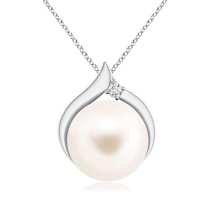 10mm aaa freshwater cultured pearl white gold pendant