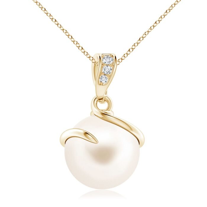 10mm aaa freshwater cultured pearl yellow gold pendant