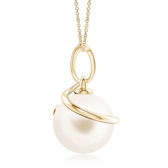 10mm aaa freshwater cultured pearl yellow gold pendant 2