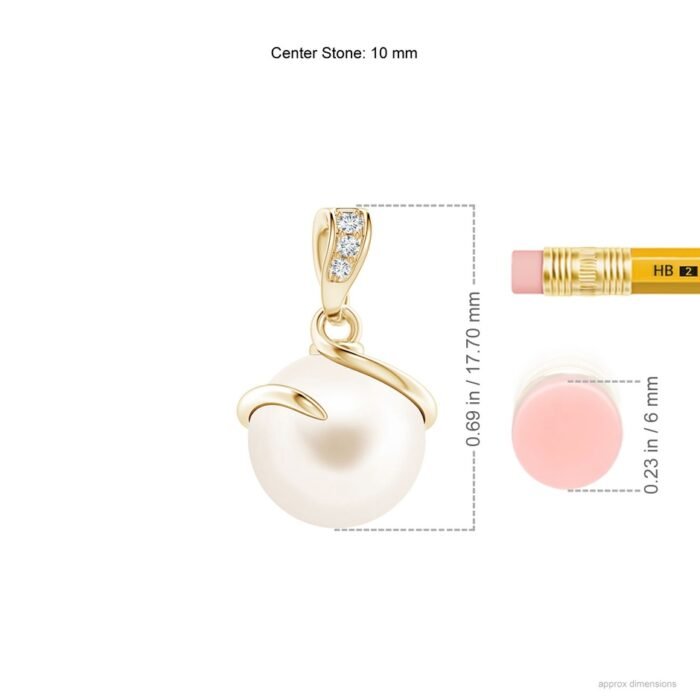 10mm aaa freshwater cultured pearl yellow gold pendant 3