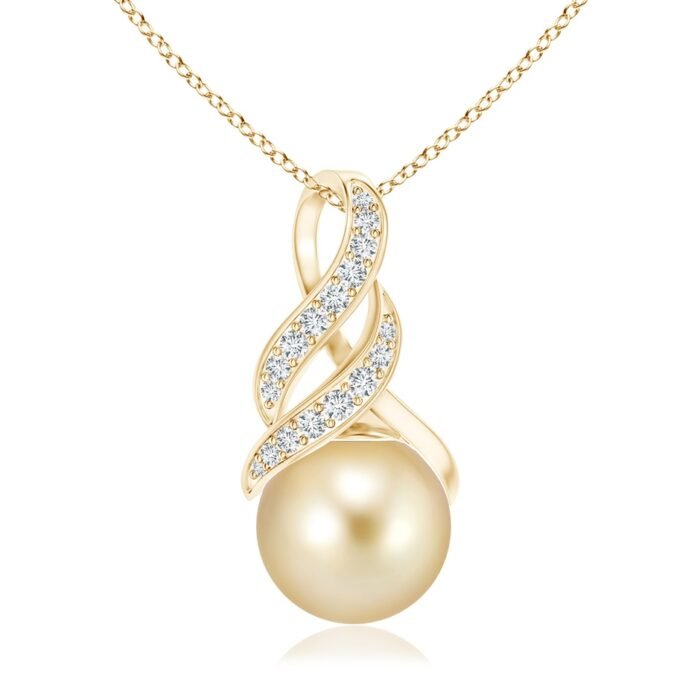 10mm aaaa golden south sea cultured pearl yellow gold pendant 1