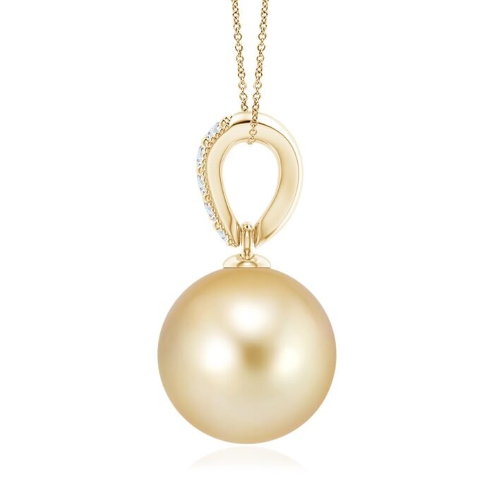 10mm aaaa golden south sea cultured pearl yellow gold pendant 2