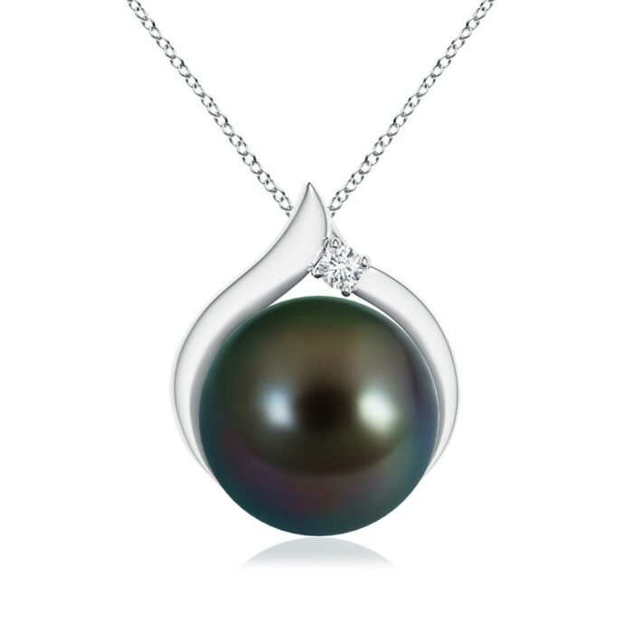 10mm aaaa tahitian cultured pearl 18k white gold pendant