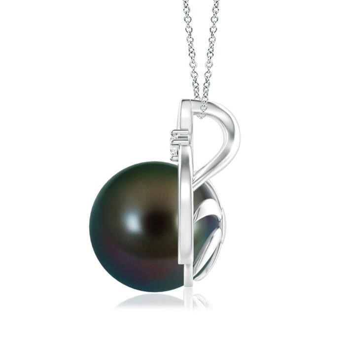 10mm aaaa tahitian cultured pearl 18k white gold pendant 2