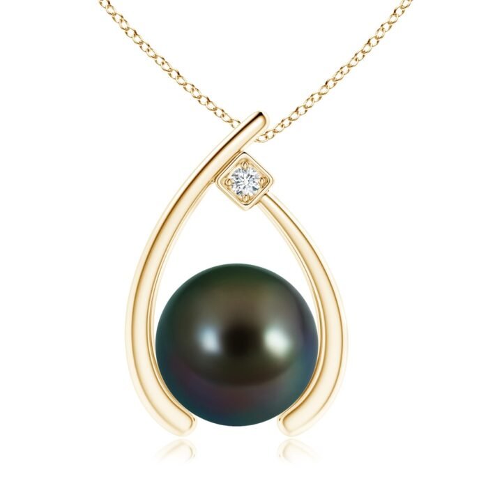 10mm aaaa tahitian cultured pearl yellow gold pendant