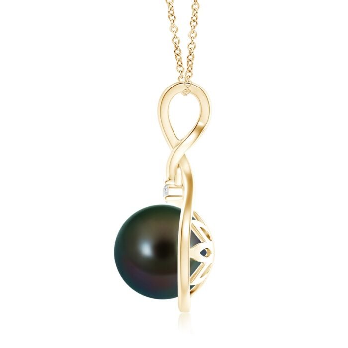 10mm aaaa tahitian cultured pearl yellow gold pendant 2 1