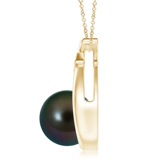 10mm aaaa tahitian cultured pearl yellow gold pendant 2