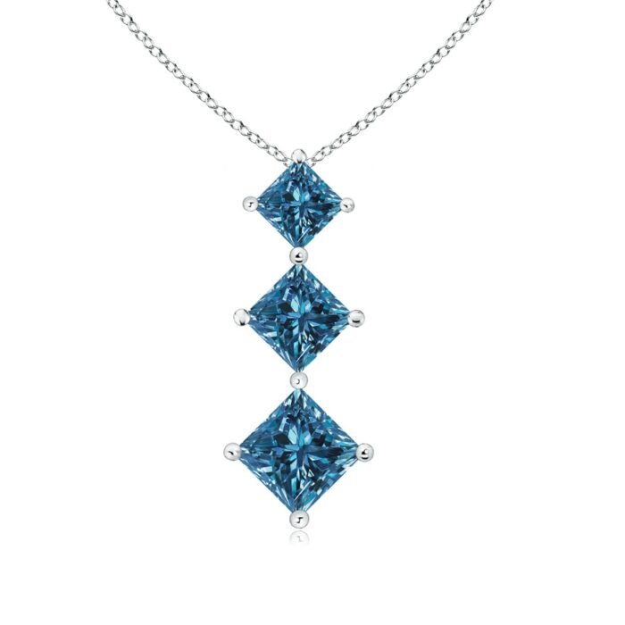 4.2mm aaa enhanced blue diamond white gold pendant