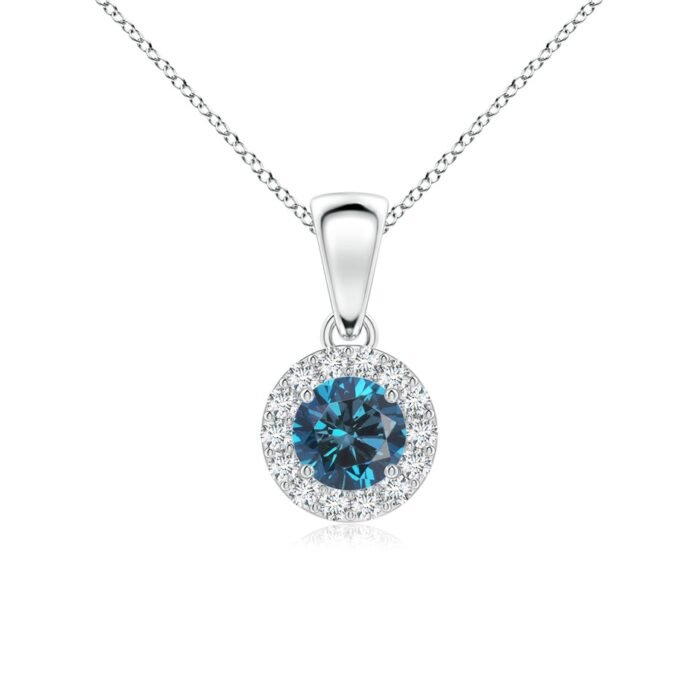 4.5mm aaa enhanced blue diamond white gold pendant