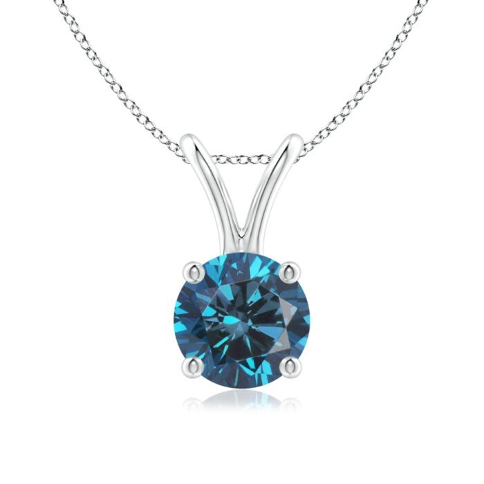 5.9mm aaa enhanced blue diamond white gold pendant