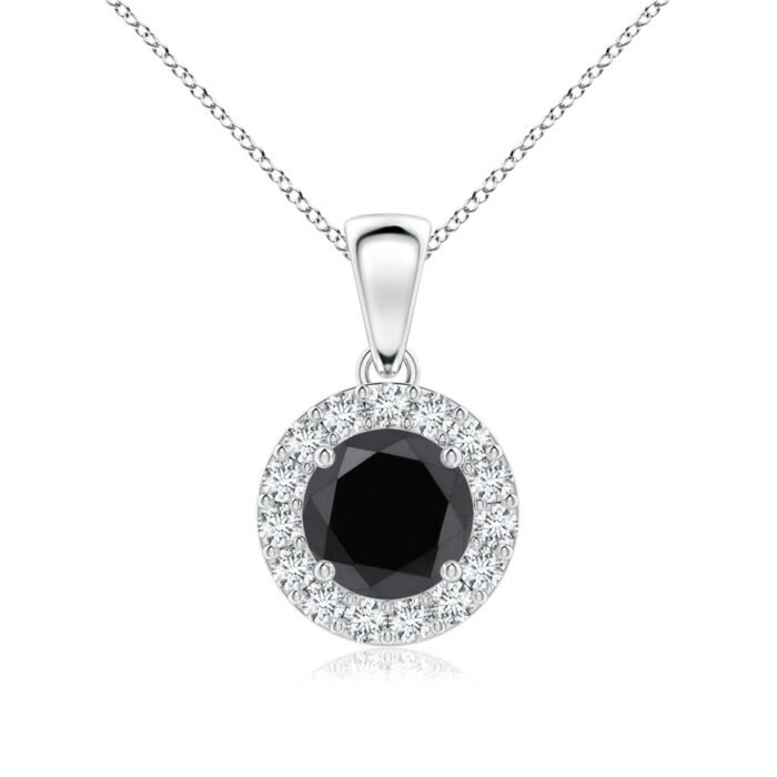 6mm aa enhanced black diamond white gold pendant