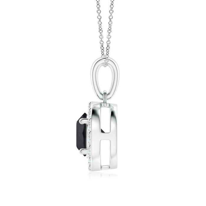 6mm aa enhanced black diamond white gold pendant 2