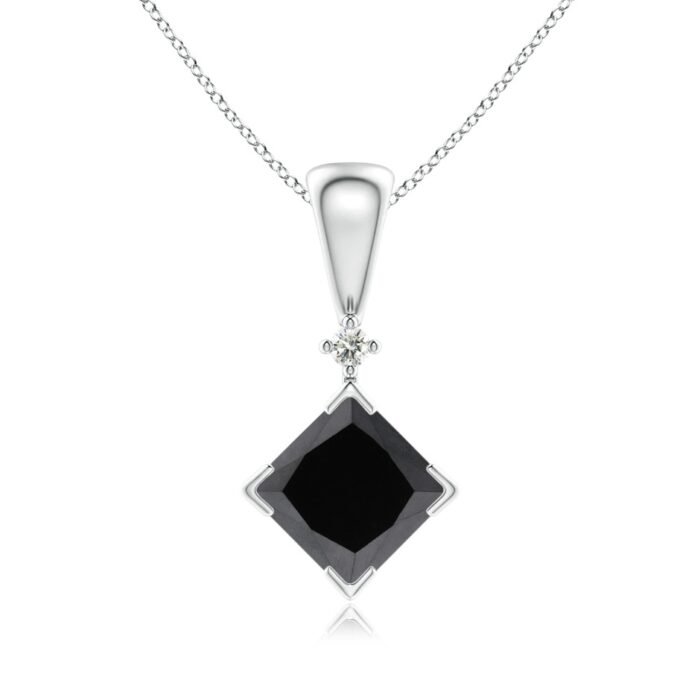 7mm aa enhanced black diamond white gold pendant