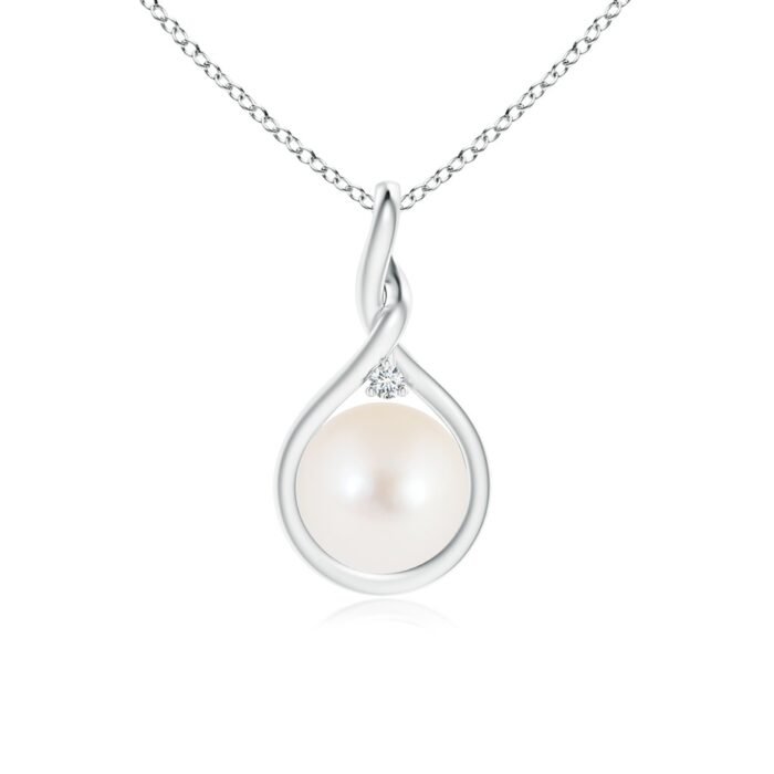 8mm aaa freshwater cultured pearl white gold pendant