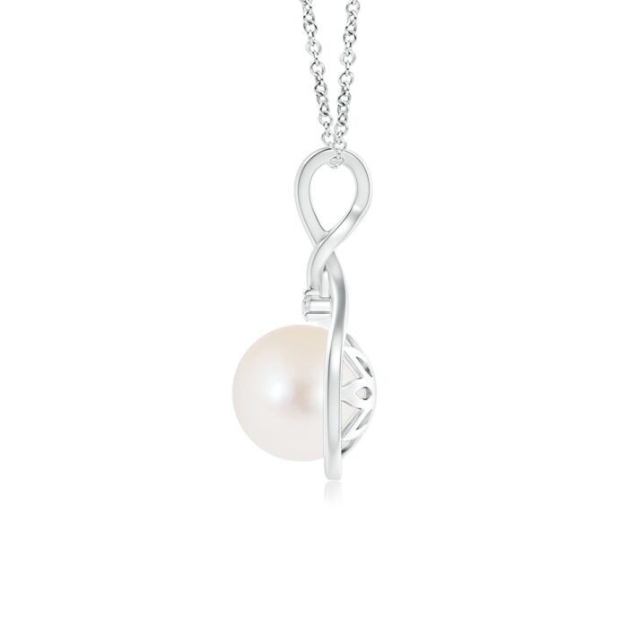 8mm aaa freshwater cultured pearl white gold pendant 2
